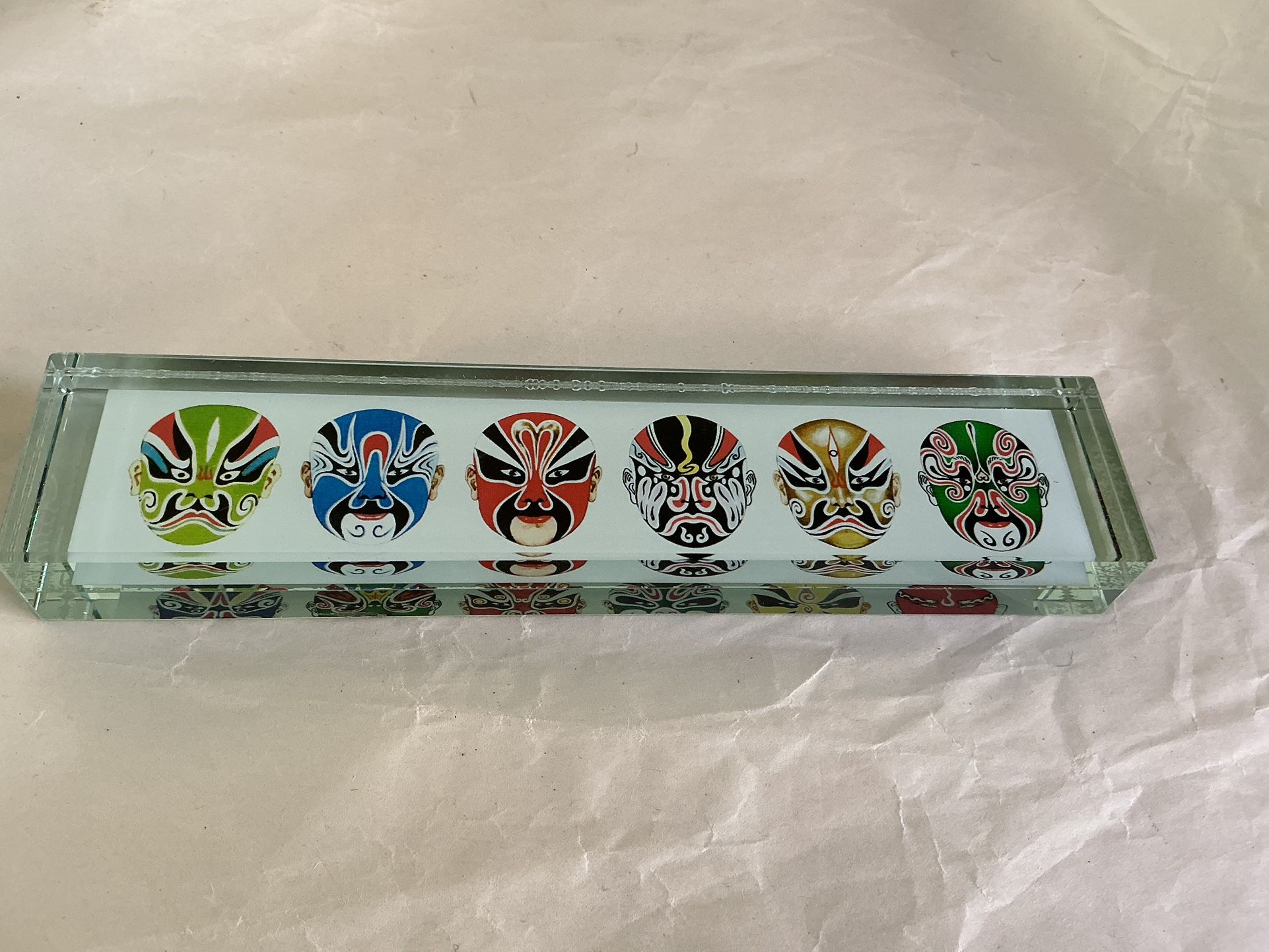 Chinese Peking Opera Masks - Transparent 7” Paper Weight