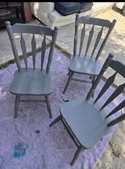 Set of 3 wood antique chairs