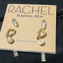 Rachel Roy Set Of 3 Gold Tone Earrings Set (new)