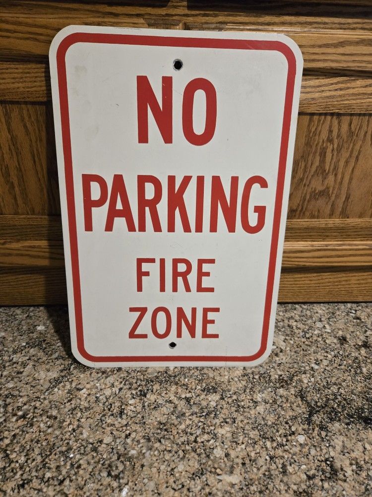 Metal No Parking Fire Zone Sign
