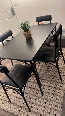 Dining set 4 chairs black