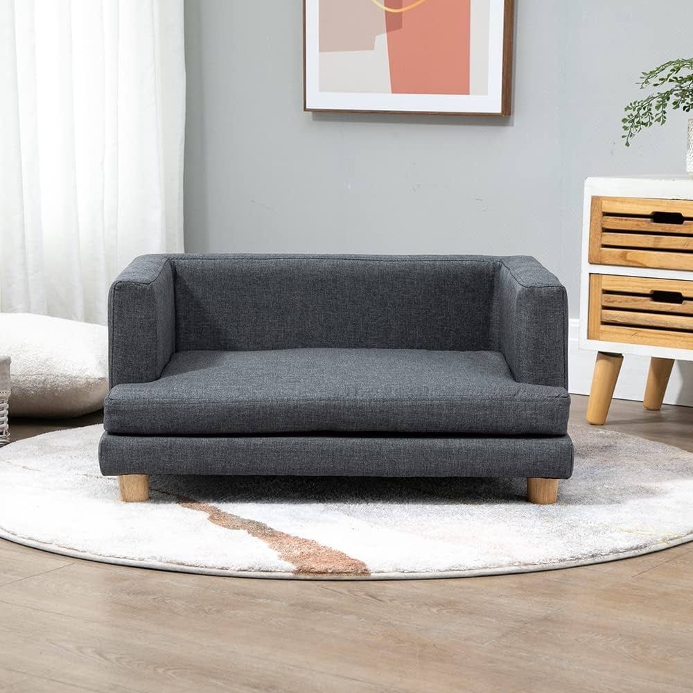 Modern Pet Scout Dog Cat Sofa Bed With Deep Low Back, Lounging Bed Couch Chair and Mattress Cover for Small Dogs Cats Breed Recommendation S