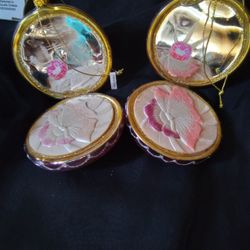 Katherine's Pink Glass Compact Makeup Ornaments