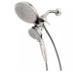 MOEN Attract with Magnetix 6-Spray Pattern, 1.75 GPM 6.75 in. Wall Mount Dual Shower Heads in Spot Resist Brushed= Nickel=E7-135