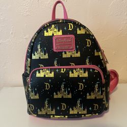Loungefly Black and Pink Castle Backpack