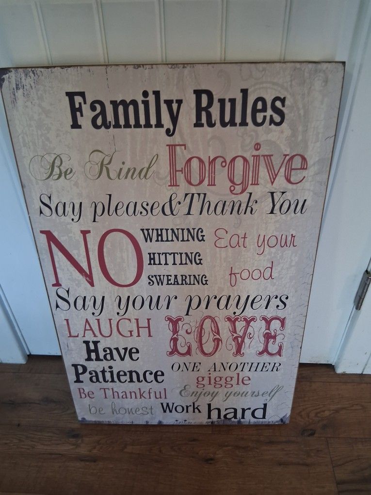 Family Rules, Sign , Plaque, Wall Hanging 