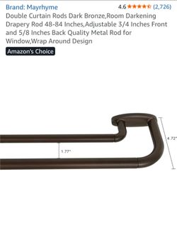 Double Curtain Rods Dark Bronze,Room Darkening Drapery Rod 48-84 Inches