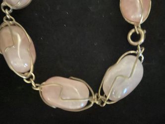 Eclectic Rose quartz And Silver Necklace & Bracelet 