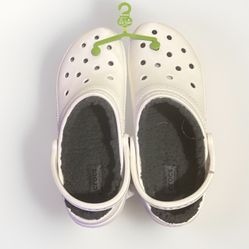 White Furry Crocs Mens Size 11