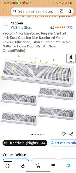 Yaocom 24-Inch Baseboard Register Vent Covers 4-Pack