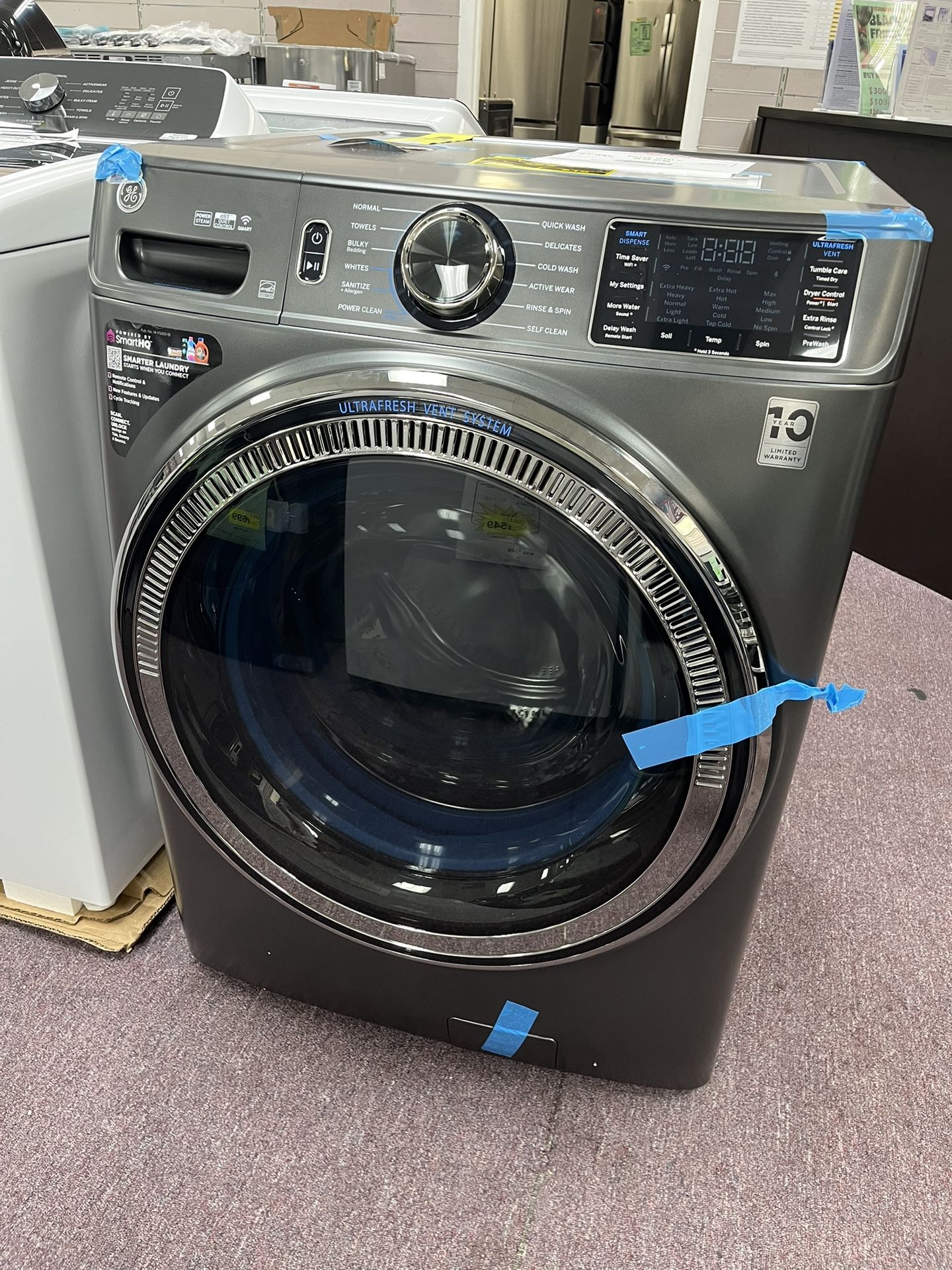 GE stackable Steam Cycle Smart Compatible Large Front-Load Washer Carbon Graphite ) ENERGY STAR 5 Cb Ft