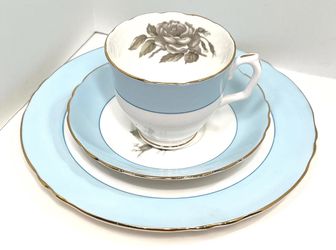 Set Of 6 1940’s Crown Staffordordshire Tea Place Settings  Excellent Like New look Unused