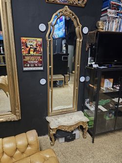 Gold Vintage Ornate Mirror And Table