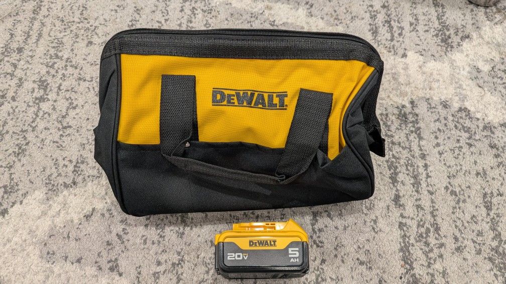 Brand New: DeWalt 5ah Battery  And DeWalt Tool Bag