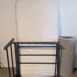 Twin Bed Frame, Mattress, Foam Mattress Topper