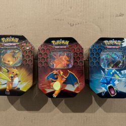 Sealed Pokemon Hidden Fates GX Tins Set Of 3 Charizard Raichu Gyarados