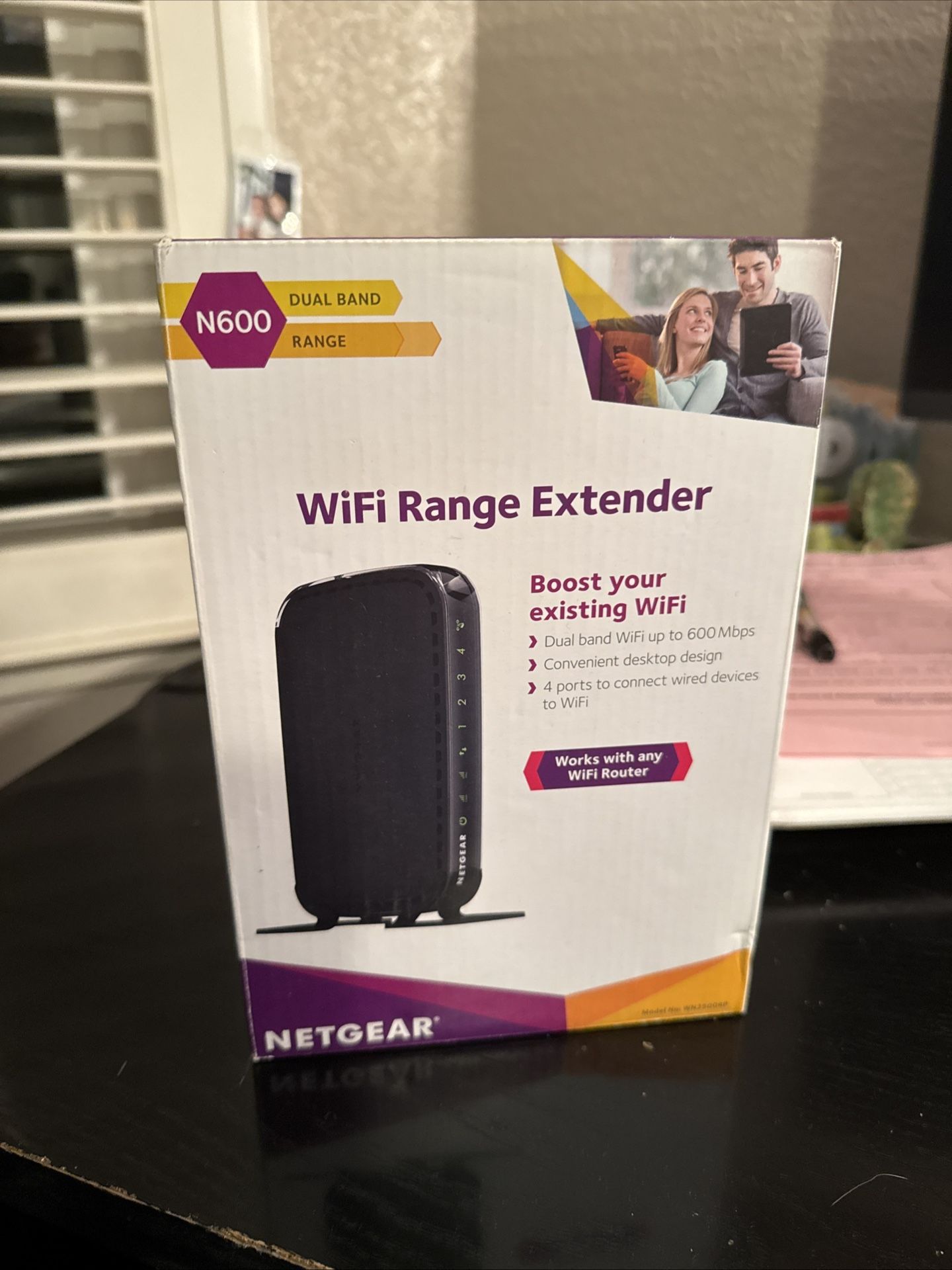Netgear N600 WiFi Range Extender Dual Band Range Up To 600 MBPS With 4 Ports