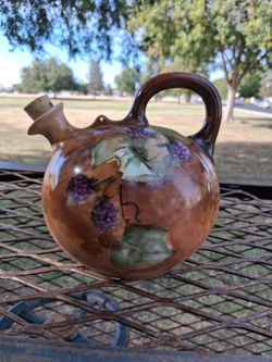 Antique Vienna Austria TK Pitcher Whiskey Jug Ball Decanter – Blackberry Motif. Original cork cap. VERY NICE!...asking ONLY $100.00  ** SEE COMPAIRABL