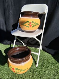 Hand-Painted Ceramic Pottery Pots Set of 2