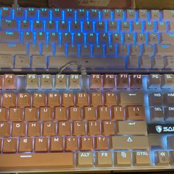 SADES Pink And White Keyboard