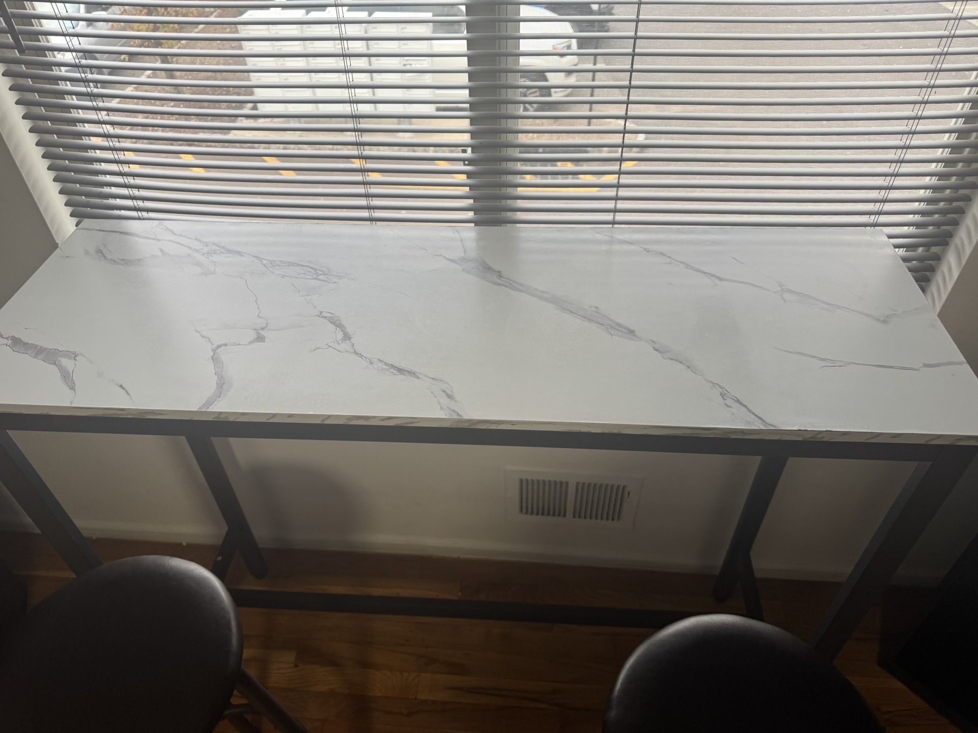 Modern Marble-Style Bar Table with 2 Stools
