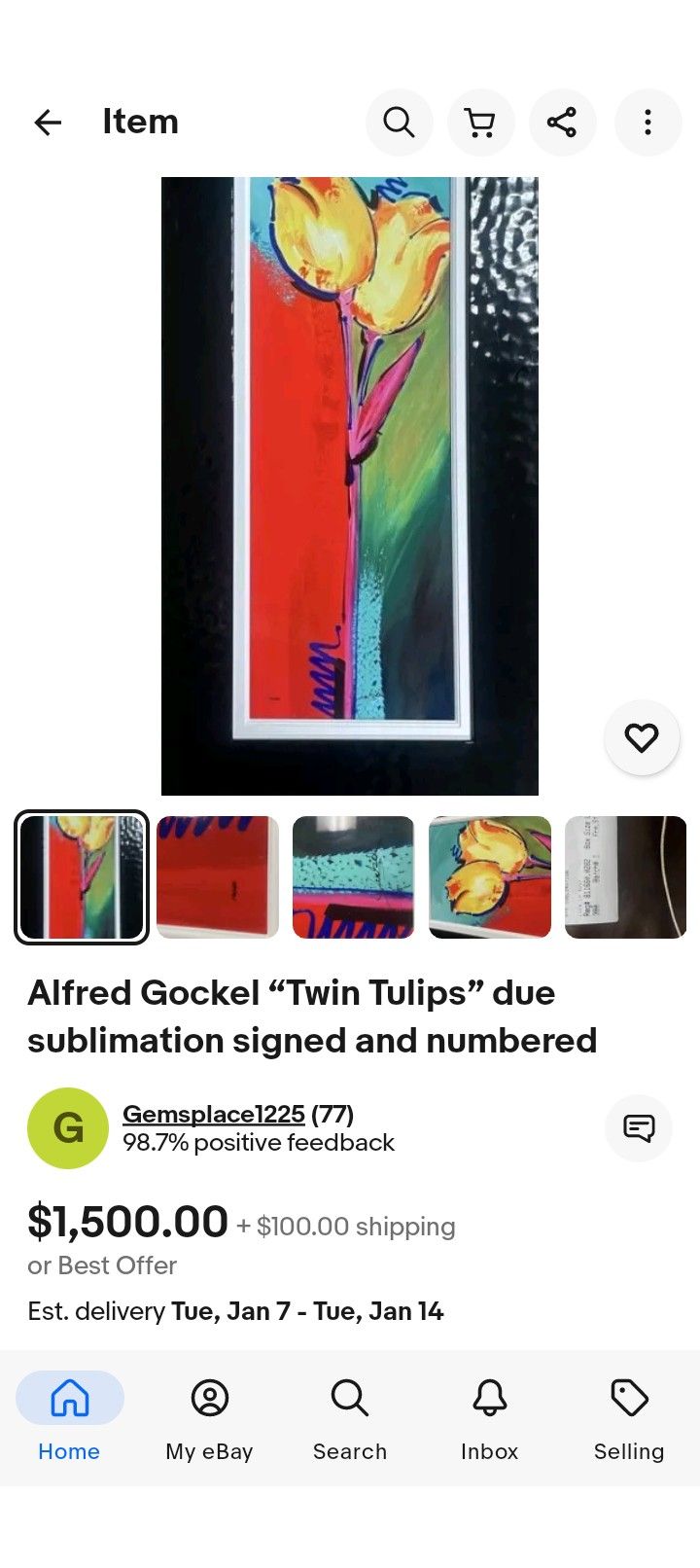 Alfred Gockel "Twin Tulips" Signed And Numbered And Dye Sublimation Aluminum Painting,All Products : American Fashion Style Bags On Sale
