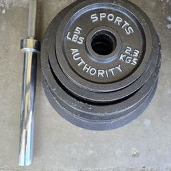240 lbs Sports Authority Weight Set with Heavy Weight Lifting Bar