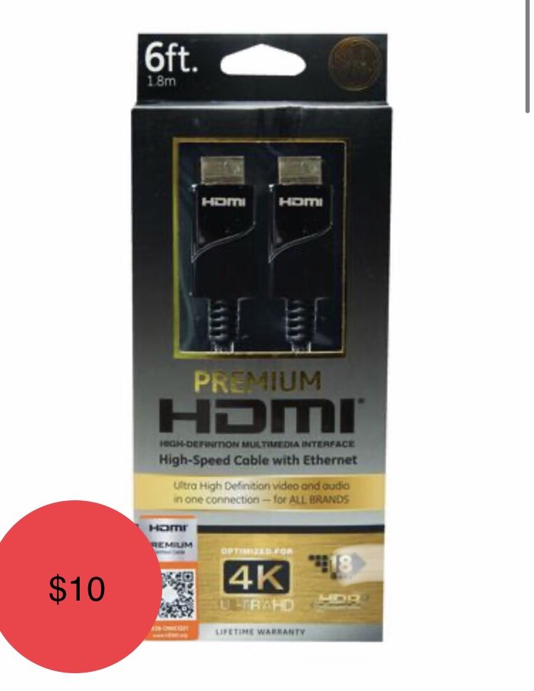 GE 6' Premium 4K HDMI Cable