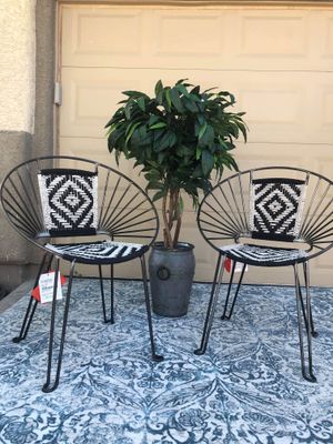 Photo Brand New Gunmetal Accent Chairs Set of 2 (Dimensions: 23”x28”x35”) COMPARED AT PRICE $350