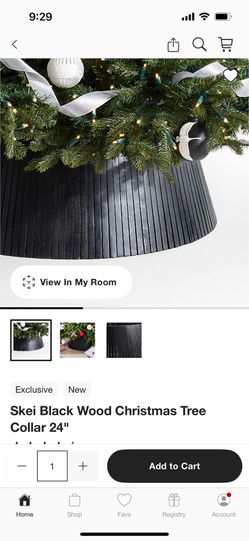 New With Tags Crate And Barrel Black Wooden Slat Christmas Tree Collar