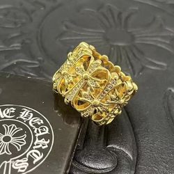 Chrome Hearts 22K diamond-set burial cross ring