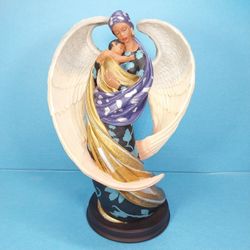 HEAVENLY GIFT - Home Interiors African-American Angel Mother & Baby Figurine 