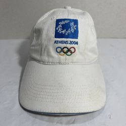 Vintage Athens 2004 Olympics Hat Cap Strap Back Mens One Size White Baseball