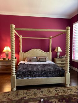 King Size Solid Wood Canopy Bed Frame - $800 OBO