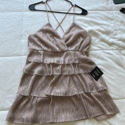 Lulu’s Rose Gold Tiered Mini Dress - New With Tags