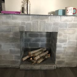 Fireplace , Fake , Free, Handmade , birch firewood and Artificial Light 