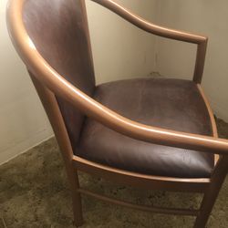 Side Chair,  Sturdy Blonde Wood . Seat Brown