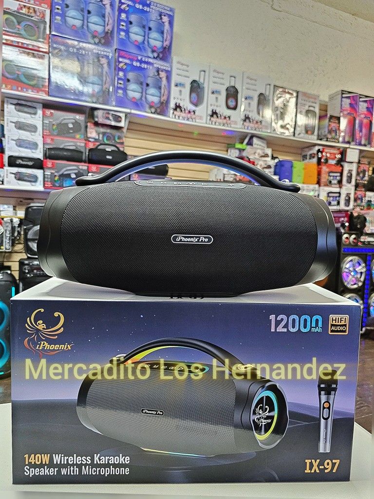 Pro IPHOENIX Bluetooth Speaker ❗️Karaoke  - LOUD Bass ❗️Water Resistant ❗️2025 🎶HD Audio🎶LONG Battery 🔋+++WATER RESISTANT 💧