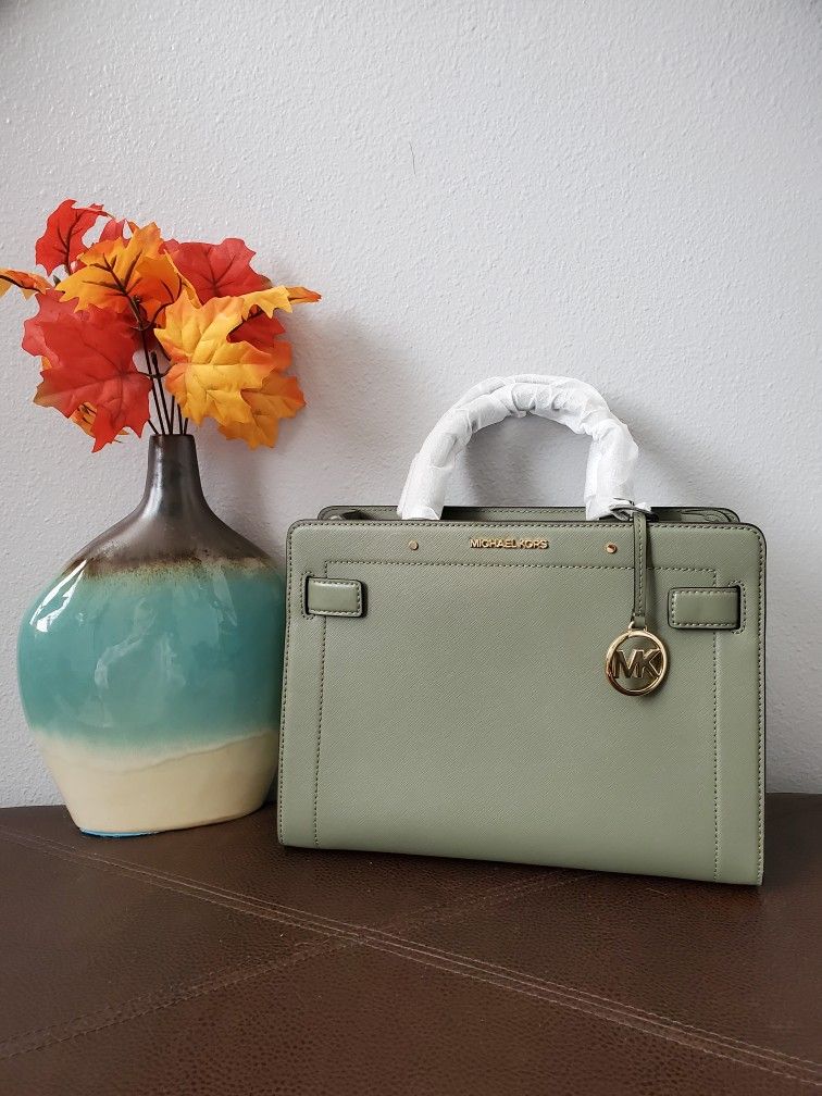 Michael Kors Saffiano Satchel w/ Croaabody Strap NWT Sage Color