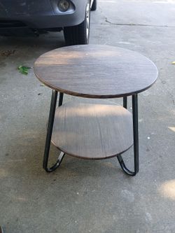 Industrial-Style  2 Tier Round End Table