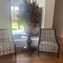 Chairs, Center Table And Flower Vase 
