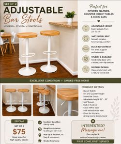 Set of 2 Adjustable Bar Stools — $75