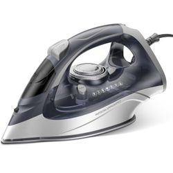 1700W Steam Iron for Clothes with Rapid Heating Ceramic Coated Soleplate, Steam Iron with Precise Thermostat Dial, Self-Clean, Auto-Off, 10.14oz Water