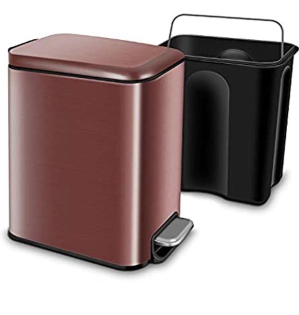 Rectangular Small Trash Can with Lid Soft Close, Bathroom Garbage Can ...