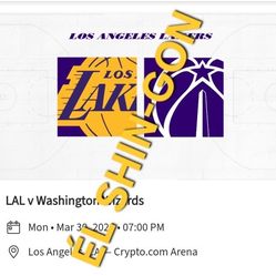 Lakers vs Wizards 3 Tickets Mar 30th Section 321 Row 6 $85 EA 