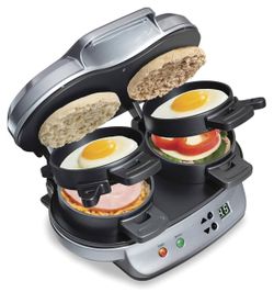Hamilton Beach Dual Breakfast Sandwich Maker with Timer, Silver (25490AG) New 