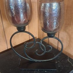 Retro Iron Country Double Hurricane Candle Holder