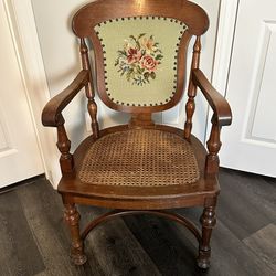 Vintage Walnut Cane Chair