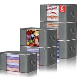 Clothes Storage Bags Foldable for Closet Organizers with Handles 6 pack