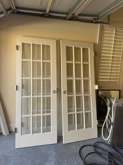 60 inch glass wood French doors (2 sets available)